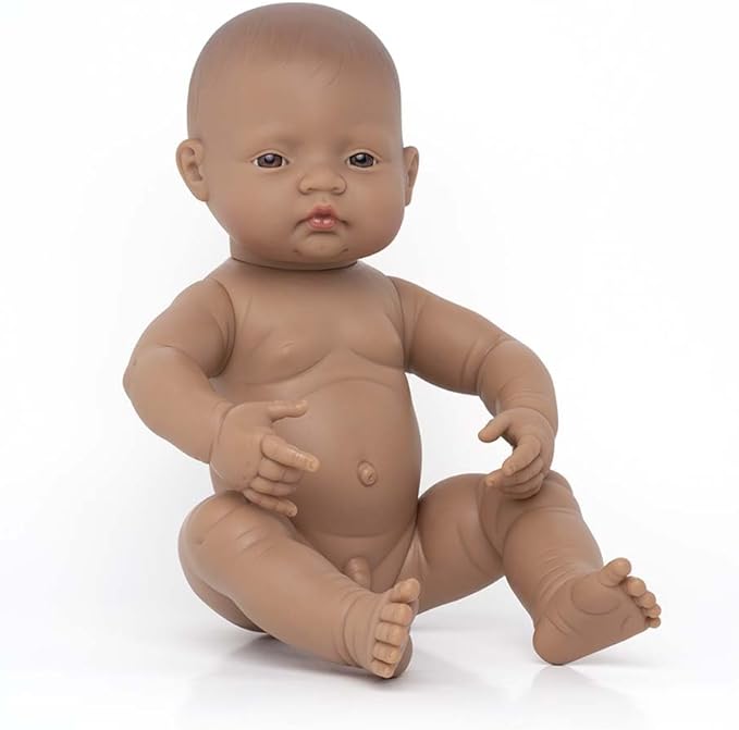 Miniland Doll 15 3/4'' Newborn Hispanic Boy - Made in Spain, Anatomically Correct, Quality