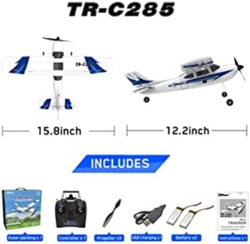 Top Race Remote Control Airplane - RC Plane 3 Channel Battery-Powered - Radio Control Airplanes for Adults and Kids 8+ - Easter Gift Toy - Easy to Control Electric Planes with Propeller Saver