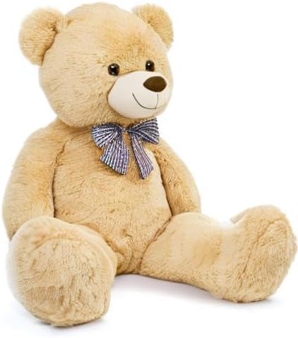 MorisMos Bow Tie Giant Teddy Bear 4 Feet, 47inch Stuffed Animal Big Teddy Bear Plush, Classic Girlfriend Boyfriend Gift, Brown