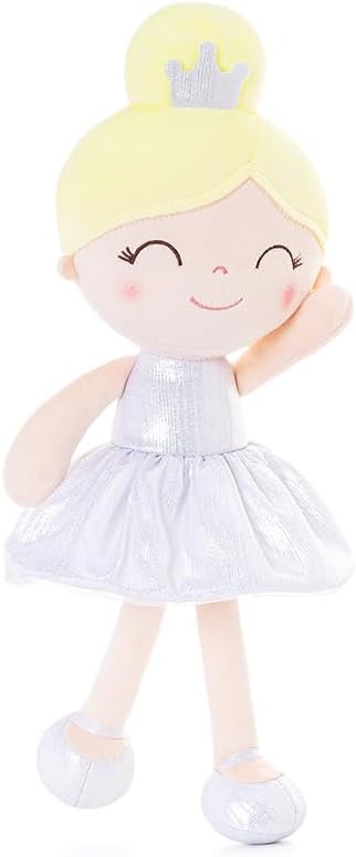 Gloveleya Baby Girl Gifts Baby Dolls Soft Doll Glitter Fish Scale Skirt Girl White 12inches