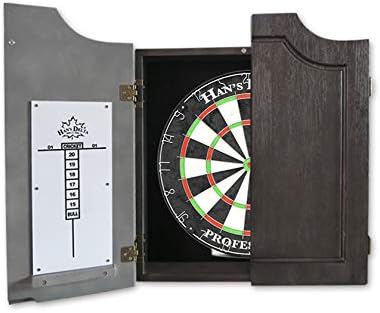 HAN'S DELTA Professional Bristle Dartboard Cabinet Set, Metal Corner Reinforcement, Regulation Steel Tip Dartboard, Includes 6 Steel Tip Darts and Scoreboards (Prince)
