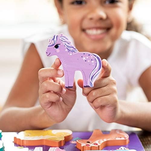 Let's Play 16 pc Wood Puzzle/Unicorn Garden, 2 Years and Up