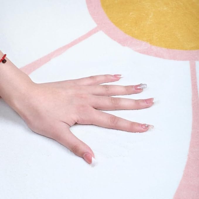 Poowe Round Kids Playroom Rug - Soft Alphabet Nursery Rug for Bedroom - Playtime Collection, Learning & Game Carpet for Classroom, Best Shower Gift for Infant Toddlers (Round 39.4", Pink Flower)