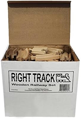 Wooden Train Track 100 Piece Pack - 100% Compatible with All Major Brands including Thomas Wooden Railway System - By Right Track Toys