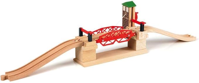 BRIO 33757 Lifting Bridge - Engaging Toy Train Accessory | Includes Wooden Track | Ideal for Kids Age 3 and Up | FSC Certified Wood - Red