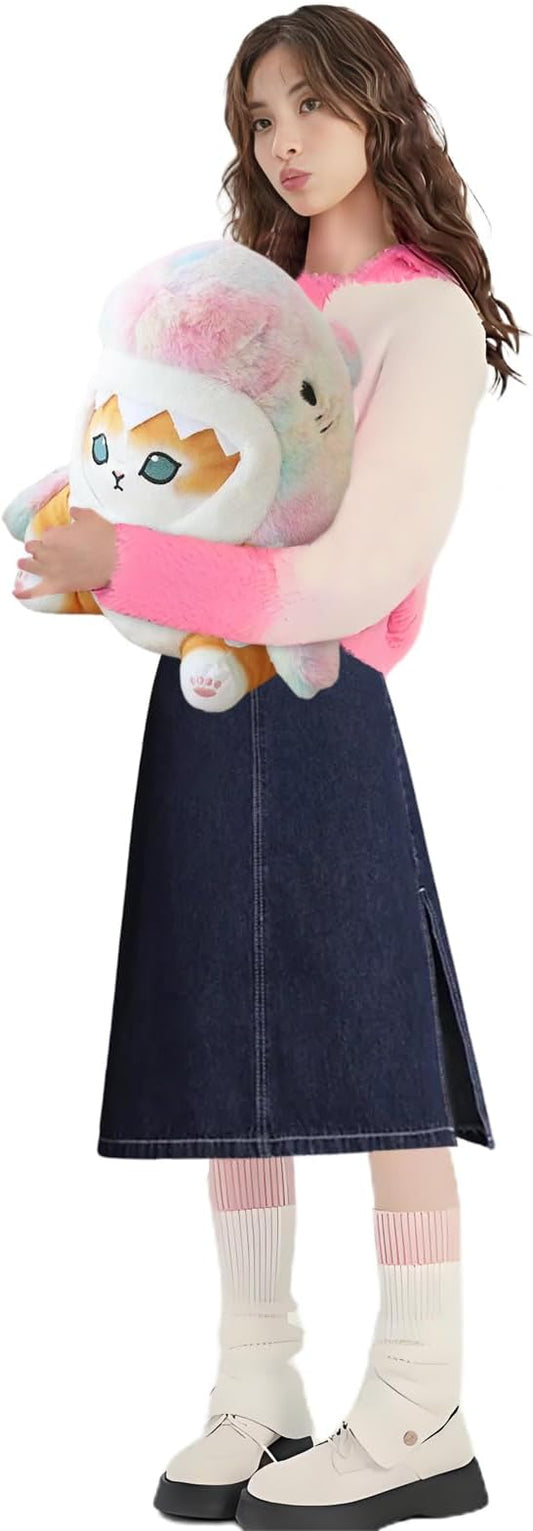 Kawaii Shark Cat Plush Toy Stuffed Animal Doll, Cute Soft Pillow Stress Release Hugs Toys Christmas Halloween Birthday Gifts for Kids Boys Girl Best Gift (Colorful - Yellow,15 inch)
