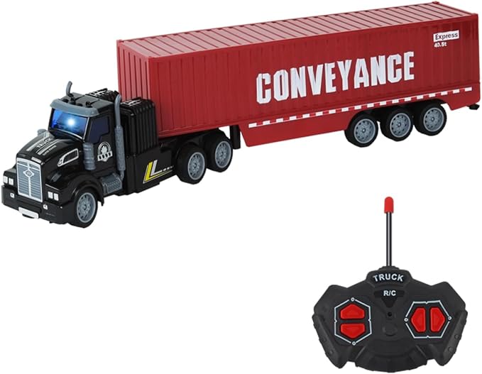 Remote Control Semi Truck with Trailer, 14" 1:48 Trailer Truck Toy, Equipped with 2 Rechargeable Batteries, Gifts Ideas for Boys Age 3-8 Year Old