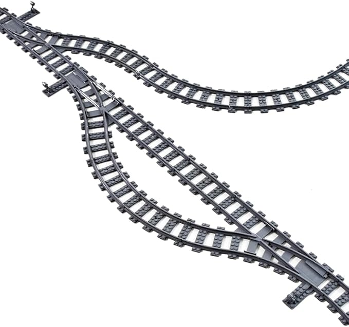 Train City Track Expansion Set - Railroad and Track Extensions, Compatible with Major Building Block Brands, Ideal for Kids' Construction, a Great Gift for Train and City Enthusiasts
