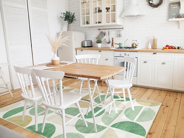 Lahome Boho 5x7 Area Rugs, Ultra-Thin Living Room Rugs Soft Washable Rug, Modern Soft Area Rug for Bedroom Non Shedding Nursery Rugs for Classroom Kids Dining Room Office (5x7ft,Green)