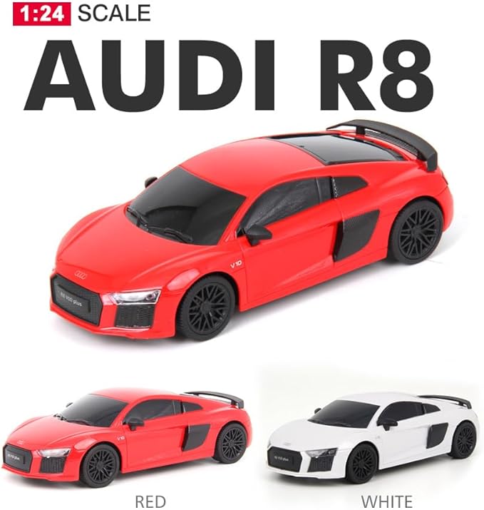 Vinie Remote Control Car for Boys, RC Cars Audi R8, 1:24 Scale Officially Licensed Kids Toys, Drift Car with Cool Led Lights, 4 5 6 7 8 9 10 11 12 Year Old Boy Birthday Gift (Red)