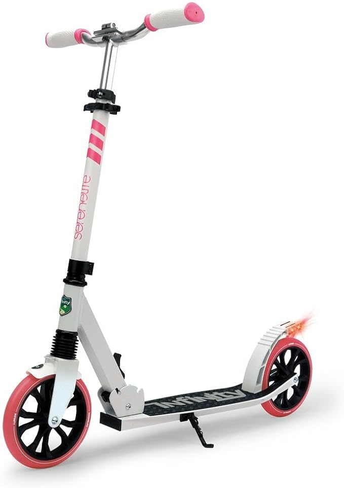 SereneLife Kick Scooter Adult Teenagers Kids- 2 Wheel Kids Scooter with Adjustable T-Bar Handlebar - Alloy Anti-Slip Deck - Portable Folding Scooters for Kids with Carrying Strap