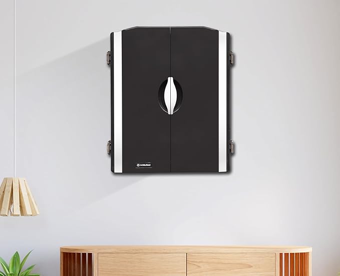 WIN.MAX Electronic Dart Board Cabinet Set, LED Electric Digital Soft Tip Dart Boards for Adults with Cabinet, up to 16 Players, 38 Games and 211 Variations with 12 Soft Tip Dartboard Set