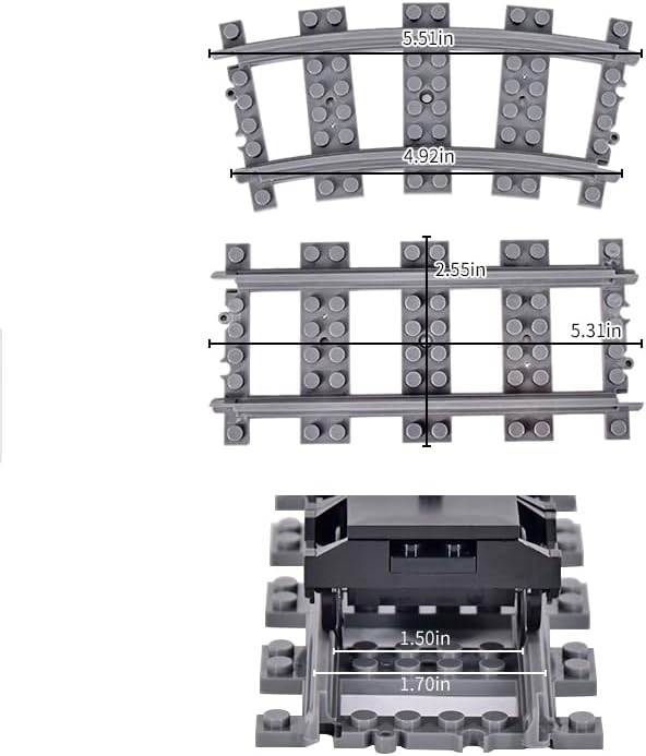 Train City Track Expansion Set - Railroad and Track Extensions, Compatible with Major Building Block Brands, Ideal for Kids' Construction, a Great Gift for Train and City Enthusiasts