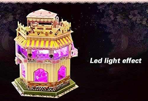 Rooftop Romance 3D Puzzle Dollhouse for Girls - Easy to Assemble 3-D Miniature Doll House Building Kit with LED Light for Kids - Educational Paper Jigsaw Puzzles - Perfect Craft Toys Gift - 101 Pcs