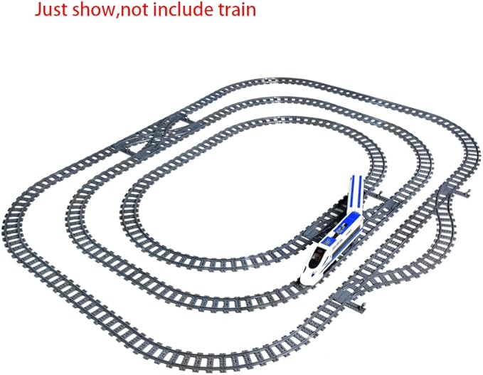 Train Track Railroad Accessories - City Train Track System with Railroad Crossing, Compatible with Major Brand Trains in Building Blocks
