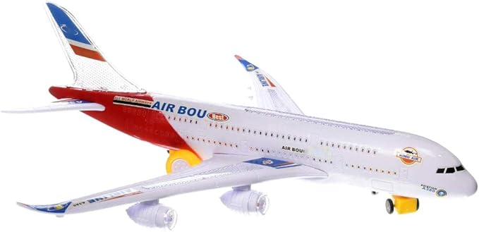 PowerTRC Kids Airplane Toys, Bump & Go Action Toddler Toy Airplane with LED Flashing Light, Music, Airplane Sound, Great Gift for Boys Girls Ages 3-12