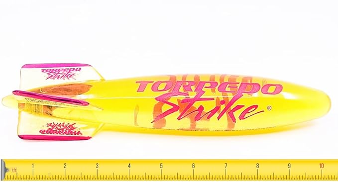 SpinFin 10.25" Large Ultra Premium Pool Torpedo Rocket Spins & Glides Up to 30 Feet Like Underwater Football for Under Water Passing Games Underwater Torpedo Diving Toy Glider (Yellow)