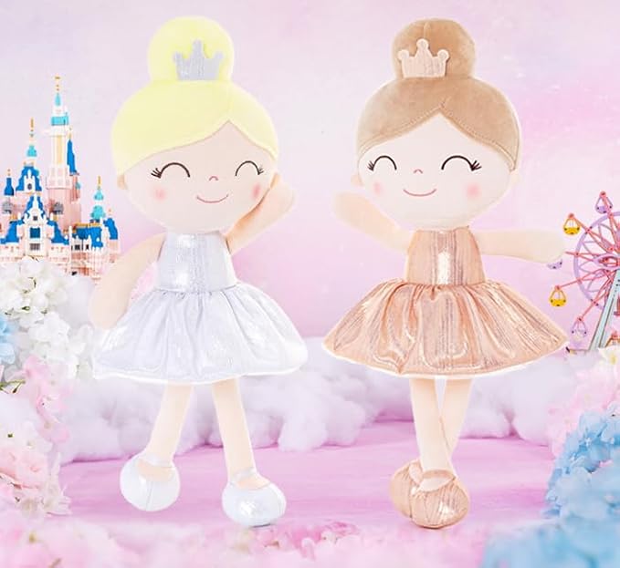 Gloveleya Baby Girl Gifts Baby Dolls Soft Doll Glitter Fish Scale Skirt Girl White 12inches