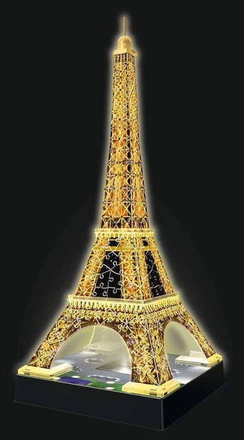 Ravensburger Eiffel Tower - Night Edition | 216-Piece 3D Jigsaw Puzzle for Kids and Adults | Precision Fit with Easy-Click Technology | Displayable & Durable Model | Over a Century of Quality