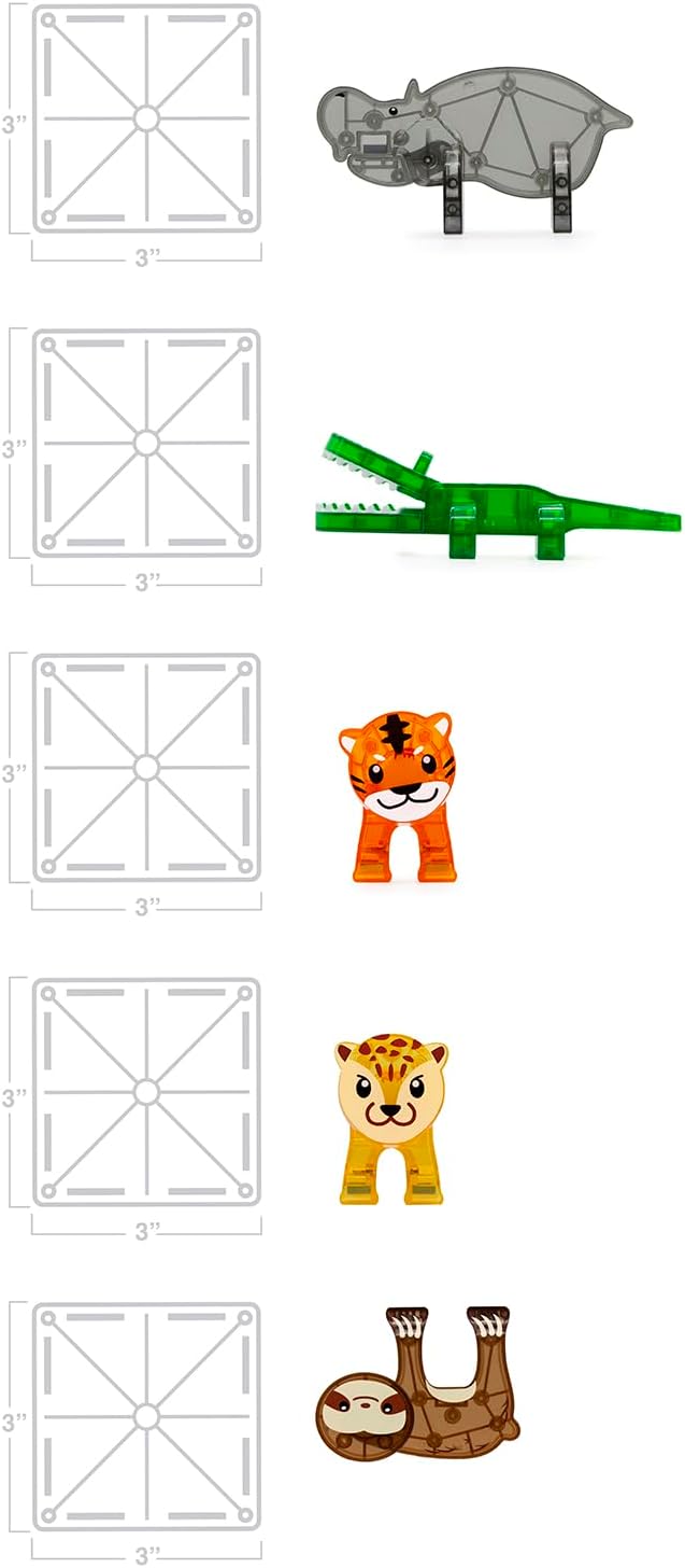 MAGNA-TILES Jungle Animals 25-Piece Magnetic Construction Set, The ORIGINAL Magnetic Building Brand