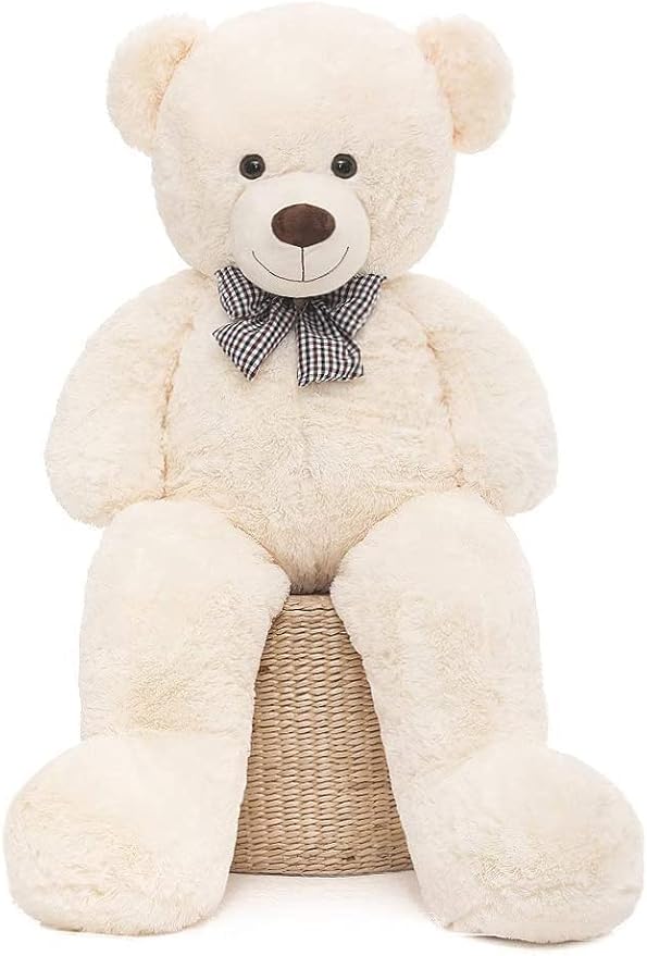 MorisMos Bow Tie Giant Teddy Bear 4 Feet, 47inch Big Teddy Bear Stuffed Animal Plush for Girlfriend, Boyfriend, White