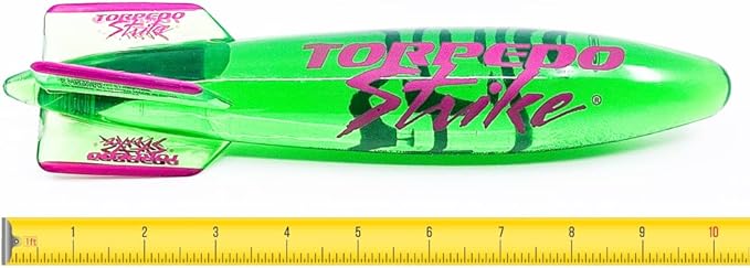 SpinFin 10.25" Large Ultra Premium Pool Torpedo Rocket Spins & Glides Up to 30 Feet Like Underwater Football for Under Water Passing Games Underwater Torpedo Diving Toy Glider (Green)