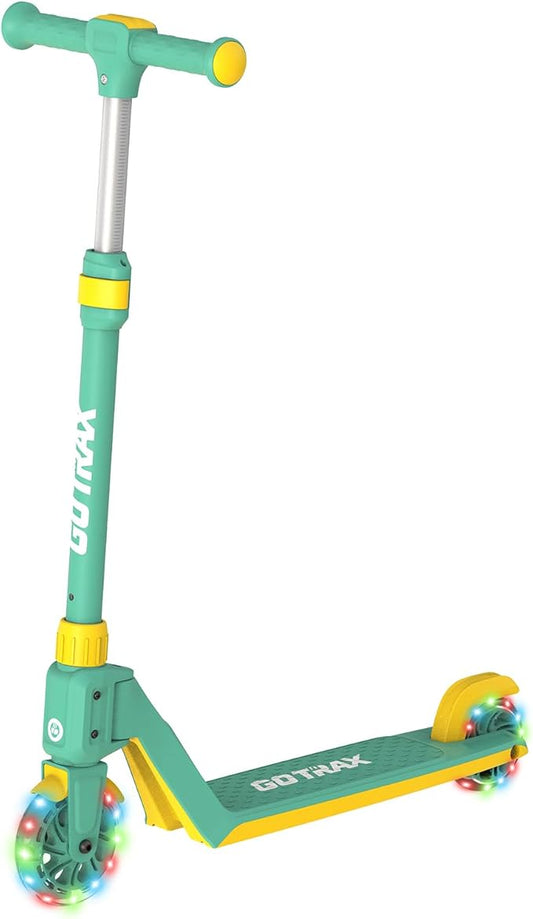 Gotrax K03 Kick Scooter for Kids, 5" LED RGB Lighted Wheels, 4.6 Lbs Lightweight and One-Click Detachable Design, Height Adjustable Handlebars, Anti-Slip Deck and Max Load 110 Lbs for Boy&Girl Age 3+