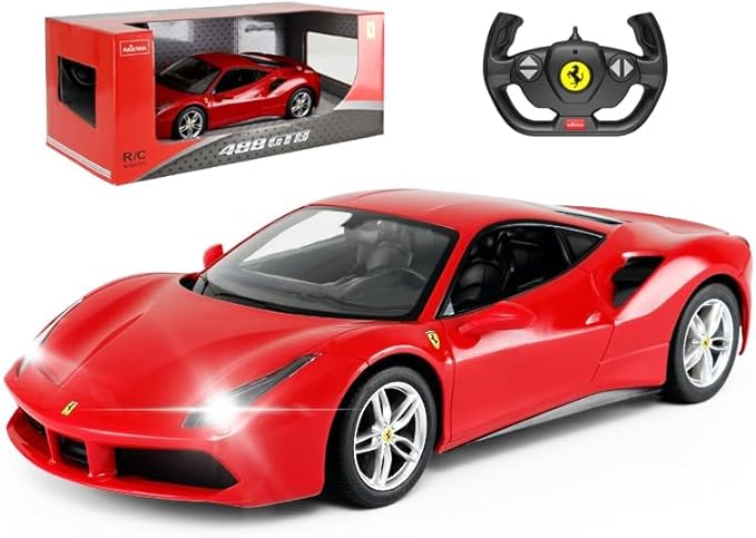 PowerTRC Officially Licensed Ferrari RC Car, 1:14 Ferrari 488 GTB Remote Control Car Electric Sport Racing Car Model Vehicle, Red RC Car Series for Adults, Boys Age 8-12 Years Gift Idea