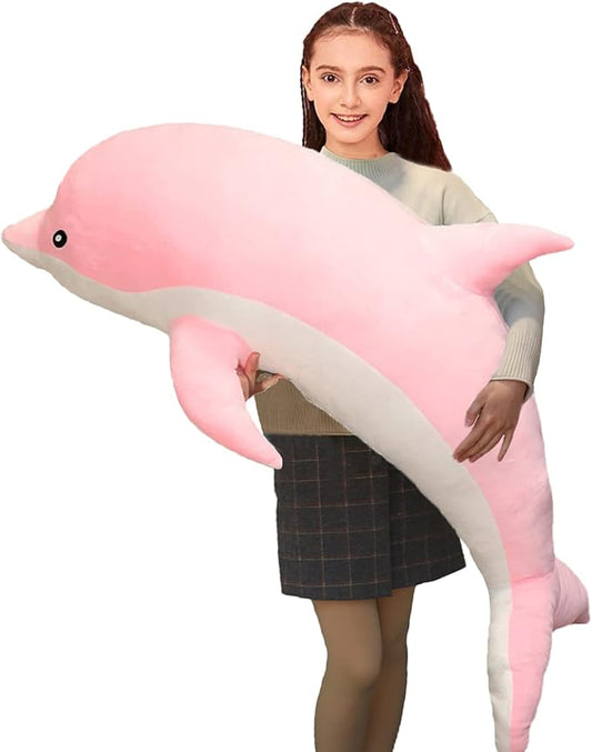 Dolphin Stuffed Animals Plush Pillow Super Soft Sea Animal Plush Toys Dolls for Boys Girls Sleeping Cushion Gift (50cm/19.68in, Pink)