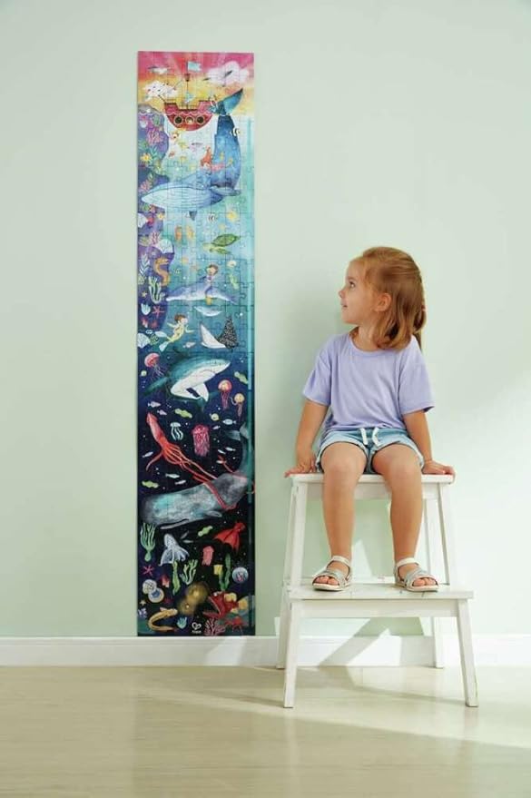 Hape Ocean Life Puzzle 1.5 Meter Long | 200 Pieces Colorful Giant Glow-in-The-Dark Marine Life Jigsaw, for Children 6+ Years