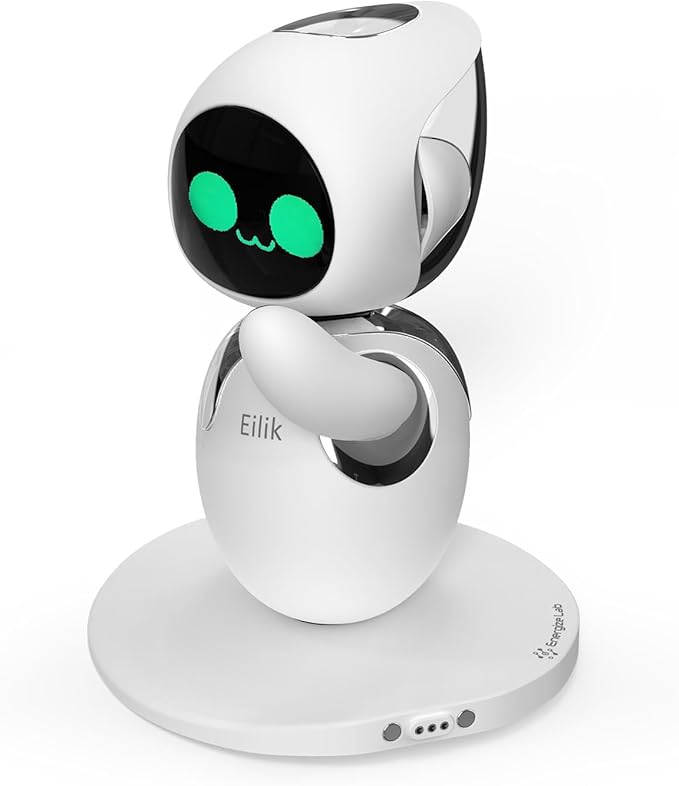Eilik Silver - Touch Interactive Desk Companion Toys, Cute Robot Pets with Abundant Emotions. Funny Animations&Mini-Games, Birthday Gifts for Girls and Boys. Constantly Update(Chrome Silver Version)
