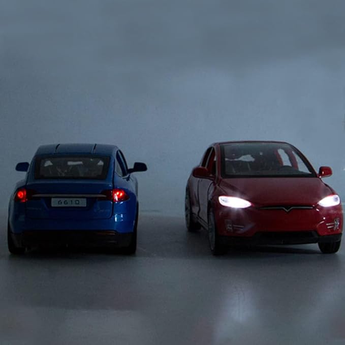 1:32 Scale Model X Alloy Car Model Diecast Toy Vehicles for Kids, Tesla car Model，Pull Back Alloy Car with Lights and Music,Mini Vehicles Toys for Kids Gift ，Children Birthday Gift（Model X-Red）