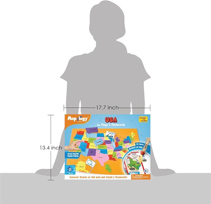 Imagimake Mapology United States Flash Card Puzzle with Flags, Country- Capitals | Educational Toys for Kids Ages 5-8 | Learn Geography Puzzles for kids Ages 8-10 | Christmas Gift for Boys & Girls