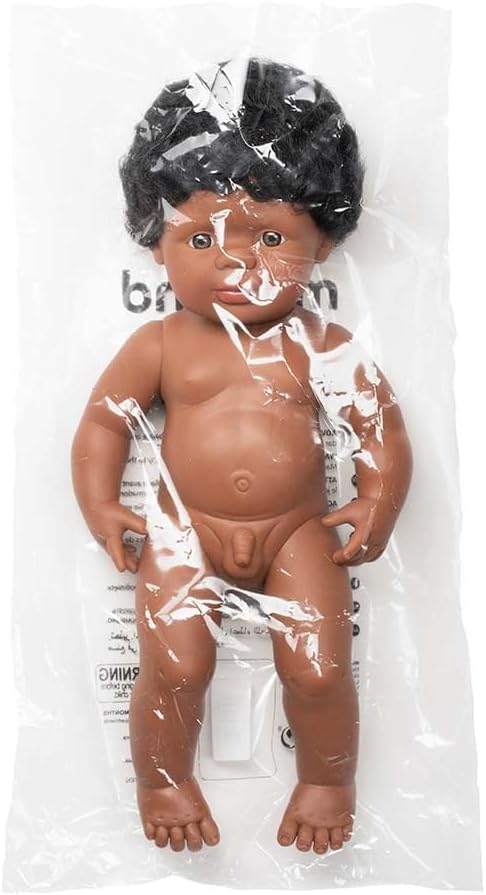 Miniland Doll 15'' African American Boy (Polybag) - Made in Spain, Anatomically Correct, Quality