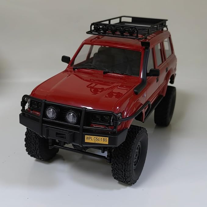 GoolRC RC Truck, WPL C54-1 RC Crawler 1/16 Scale Remote Control Car, 4WD All Terrain Off Road RC Rock Crawler, 2.4GHz RC Climbing Car with LED Lights and Two Batteries for Kids and Adults (Red)