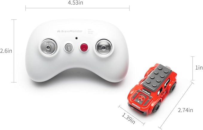 Micro RC Car 1:72 Full Proportional Hall Sensor Mini Remote Control Racing Car for Desktop on Track Play with Expandable Components, Gifts for Adults and Kids with Rechargeable Battery