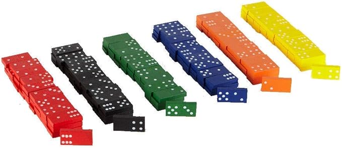 hand2mind Wooden Dominoes Set for Kids, Double Six Dominoes for Toppling, Bulk Domino Blocks, Montessori Math Manipulatives, Kids Dominoes Classroom Set, Kindergarten Learning Games (6 Sets of 28)