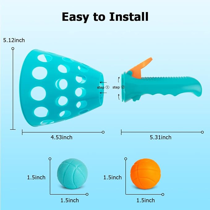 Pop and Catch Ball Game with 24 Balls and 4 Catch Launcher Baskets - Outdoor Indoor Game Activities, Easter Basket Stuffers Gifts Beach Sport Summer Beach Toys for Kids Ages 4 5 6 7 8 10 12+