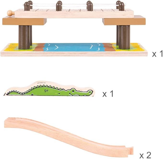 Bigjigs Rail Safari Rope Bridge - Other Major Wooden Rail Brands are Compatible