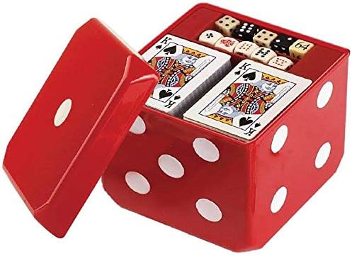 Gamie 6-in-1 Dice Cube Game Set Board Game and Casino Set–Includes Chess, Checkers and Backgammon, 2 Decks of Playing Cards, Poker Chips, Poker Dice and Dominoes-Complete Kit for Family Fun