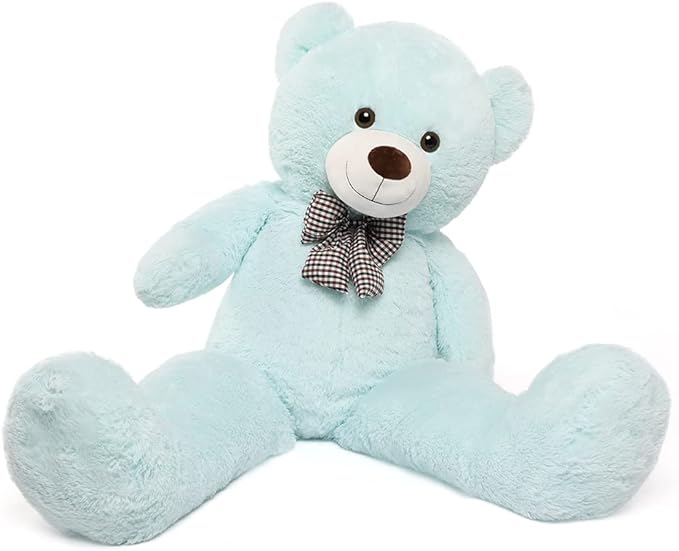 MorisMos Bow Tie Giant Teddy Bear 4 Feet, 47inch Big Teddy Bear Stuffed Animal Plush for Girlfriend, Boyfriend, Light Blue