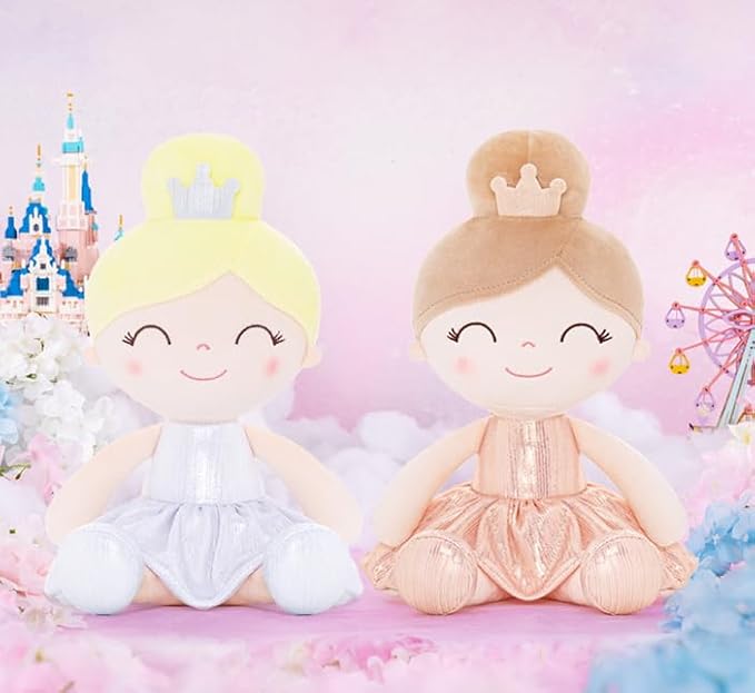 Gloveleya Baby Girl Gifts Baby Dolls Soft Doll Glitter Fish Scale Skirt Girl White 12inches