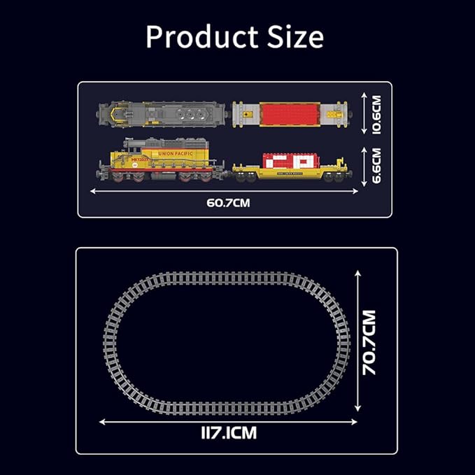 EMD SD40-2 Diesel Locomotive Building Blocks Set,Collectible Diesel Locomotive Display Set,Scale Model with Train Tracks, Top Present for Train Lovers and Adults,M.K12027 (1170 Pcs)