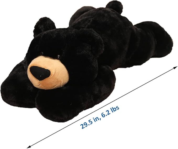 Weighted Stuffed Animals, 29.5in 6.2lbs Weighted Bear Stuffed Animal Toy Cute Black Bear Plush Pillow for Adults Boys Girls