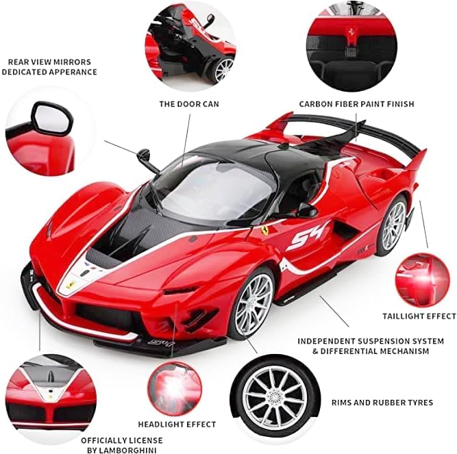 Officially Licensed Remote Control Cars Ferrari 1:14 Sport Racing Hobby Toy Car RC Car Model Vehicle Gift for Toddlers Boys and Girls (79200-RED, 1:14)
