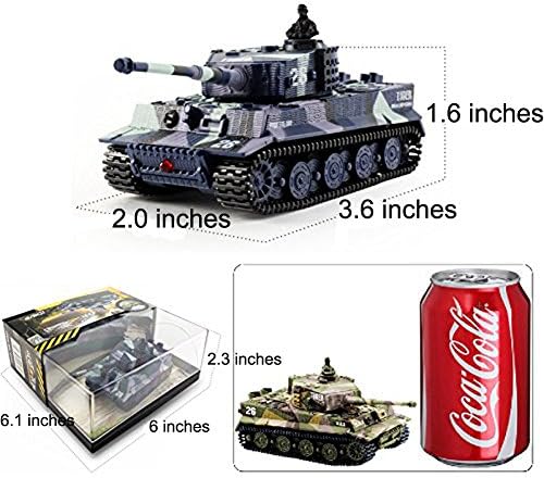 Remote Control Tank RC Tank - German Tiger I Panzer, Battery, Light, Sound, Rotating Turret and Recoil Action When Cannon Artillery Shoots, Mini 1:72 Scale, Assorted Color