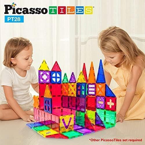 PicassoTiles Large Stabilizer Building Block Base Jumbo XL Plate Foundation Kit Magnetic Building Blocks Magnet Tiles Stacking STEM Toy Set