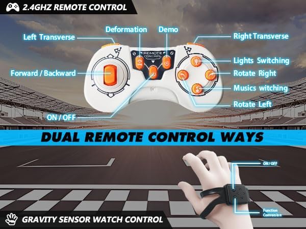 Remote Control Car for Boys: - RC Car Toys Rechargeable Transformers RC Drift Truck with Music Light Gesture Sensing Stunt Truck 360° Rotation Hand Controlled Toy Christmas Birthday Gifts for Kids