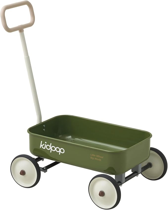 PULA-Wild 2-in-1 Kids' Pull-Along Wagon Toddlers Push Walker for 2.5-8 Adjustable Handlebar, Birthday Gifts Max Weight 33 lbs (Green)