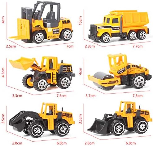Coolplay 11 in 1 Construction Cars and Trucks Toy for Boys Yellow Truck Carrier Toy Set Little Die-cast Vehicles Mini Excavator Backhoe Mixer Dump Truck Cars for Kids Ages 3-8
